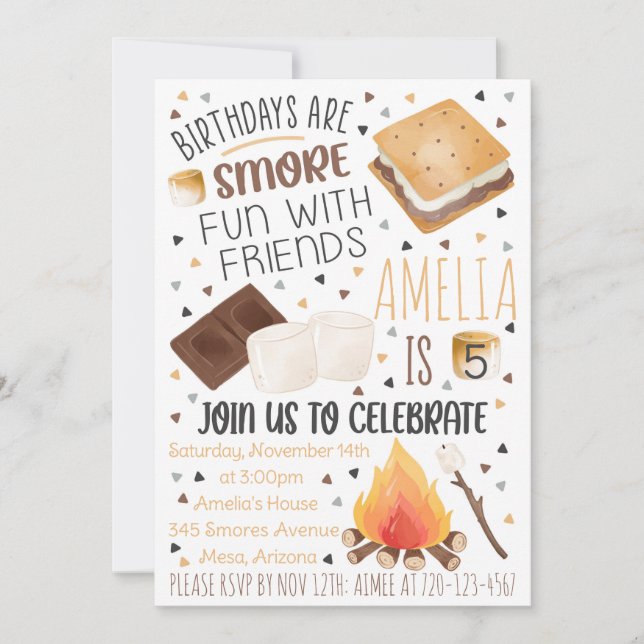 Smores Invitation Anniversaire, Smores Invitation (Devant)