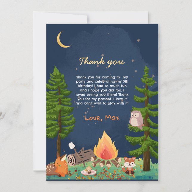 S'mores, la Carte de remerciements de Bonfire Kid (Devant)