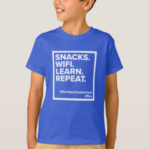 Snacks FLVS. WiFi. Apprenez. Recommencer. T-shirt