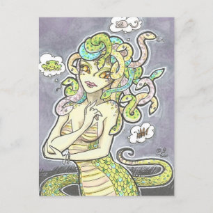 Snacktime Medusa Humour Imaginaire Art carte posta