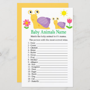 Snail Baby Animaux Nom Jeu