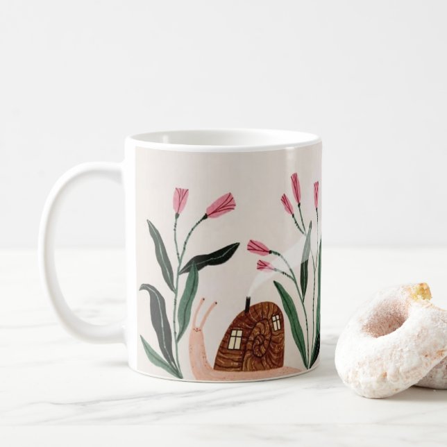 Snail Cottage Whimsical Mug (Avec donut)