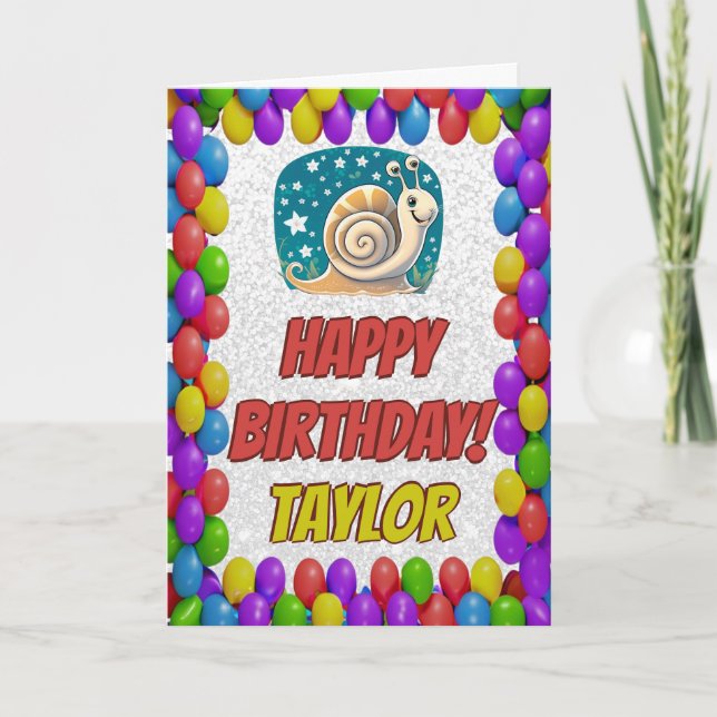 Snail Personnalisé Fun Grey Carte Anniversaire (Devant)