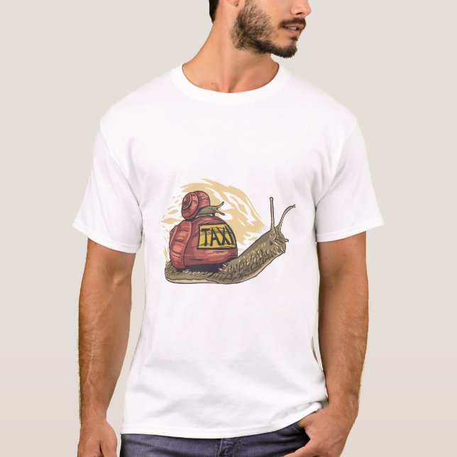 Snail Taxi Funny Cartoon Animal T-Shirt (Devant)