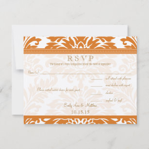 Snapdragon Coral & Ivy Mariage damassé RSVP