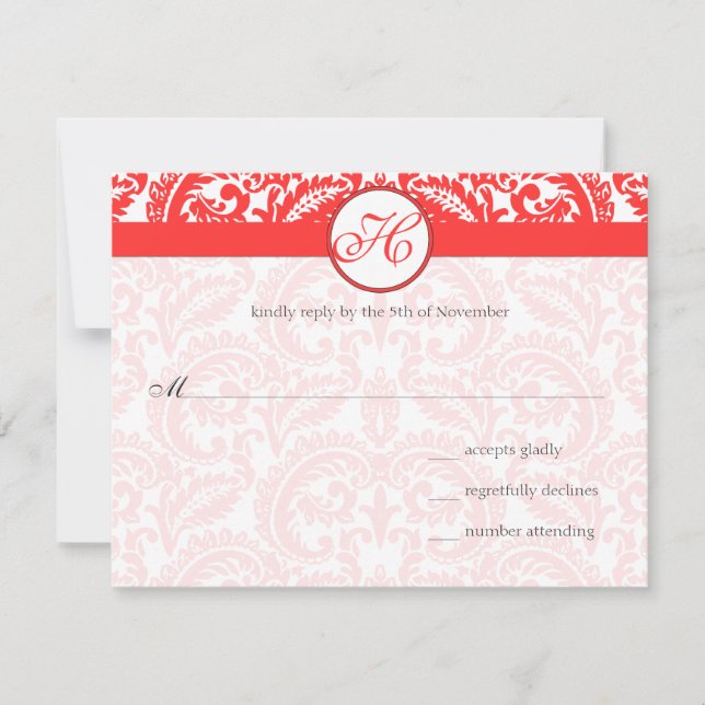 Snapdragon Coral Wedding RSVP (Devant)