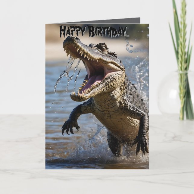 Snappy Jaws : Crocodile Leaping Carte Anniversaire (Devant)