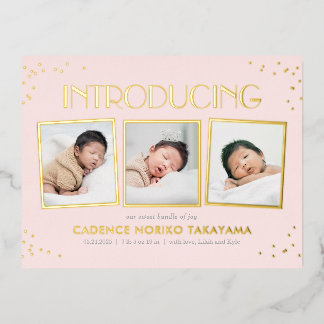 Snapshots amusants Real Foil Baby Faire-part Carte