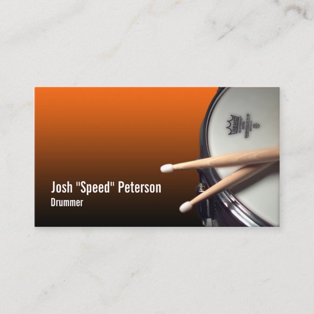 Snare Drum Orange Drummer Carte de visite (Devant)