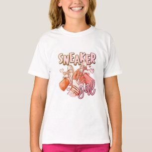 "Sneaker Girl" T-Shirt Noir pour Enfants avec Snea