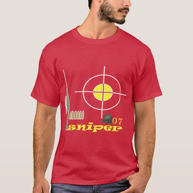 Sniper avec un casque avec sept balles T-shirt (Devant)