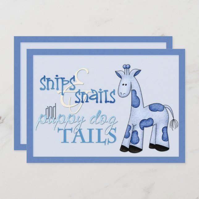 Snips & Snails Baby Boy Blue Shower Invitation (Devant / Derrière)