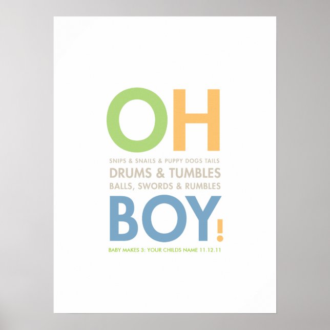 Snips & Snails Baby Boy's Room Poster (Devant)