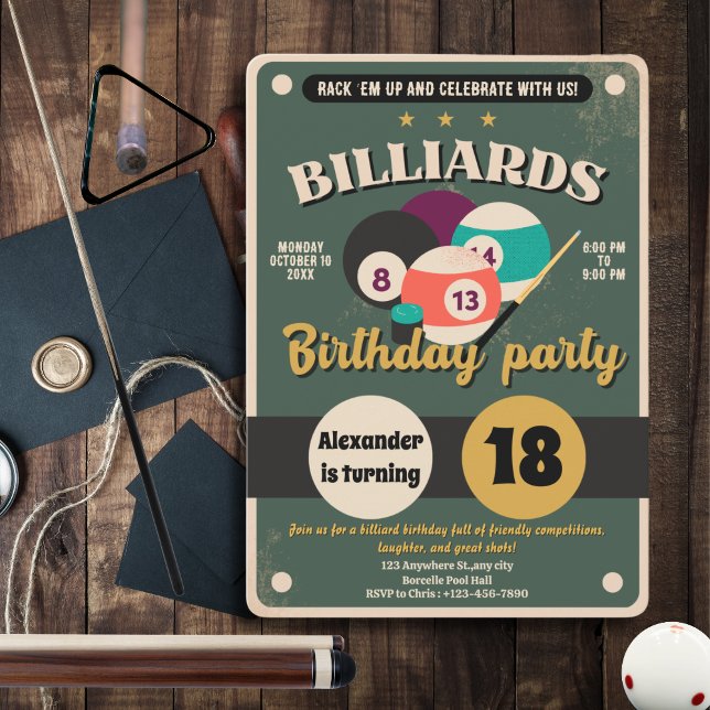 Snooker Pool Anniversaire Fête Invitation Billard (Créateur téléchargé)