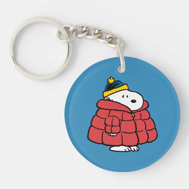 Snoopy Hiver en Manteau Gonflant Porte-Clés (Devant)