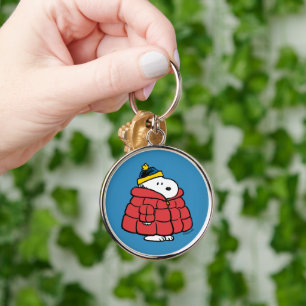 Snoopy Hiver en Manteau Matelassé Porte-Clés