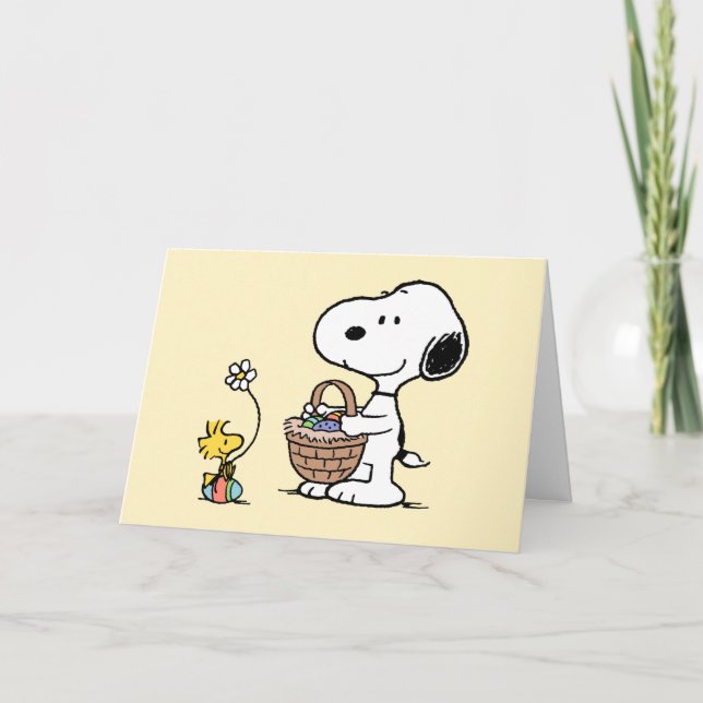 Snoopy & Woodstock | Carte de vœux de Pâques joyeu (Devant)