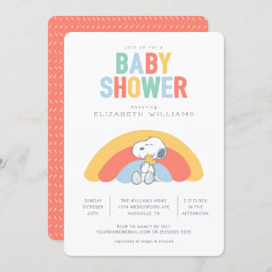 Snoopy & Woodstock Rainbow Baby shower Invitation