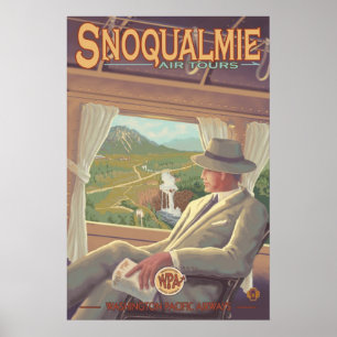 Snoqualmie tombe par avion, affiche de voyage de