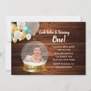 Snow Globe Ajouter Photo 1st. Invitations de fête 