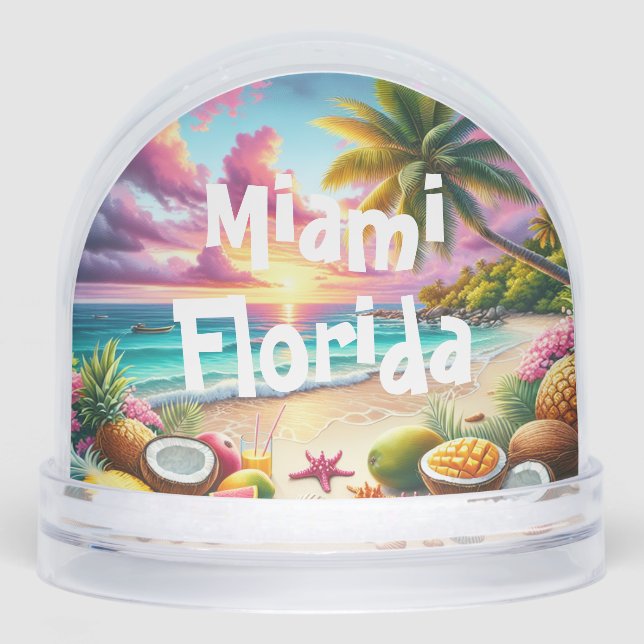 Snow Globe avec design tropical et texte Miami Flo (Avant)
