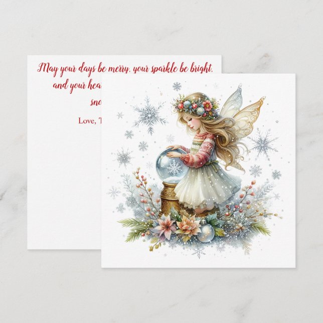 Snow Globe Fairy Holiday Card (Devant / Derrière)