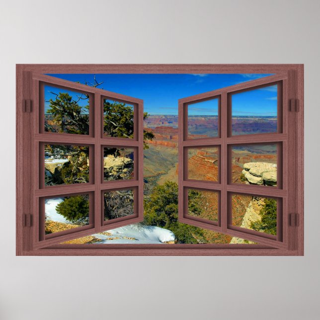 Snow In Grand Canyon 6 Pane Open Window Poster (Devant)