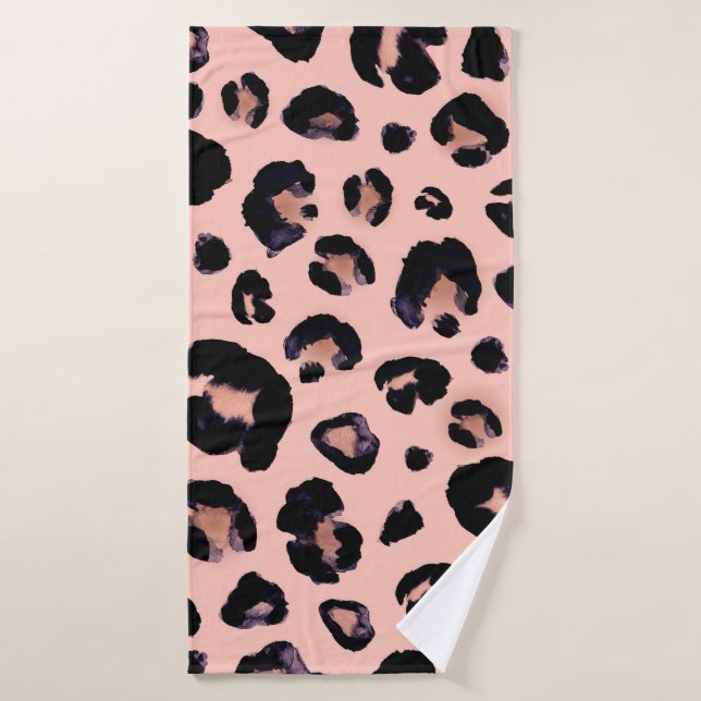 Snow Leopard noir gris beige arrière - plan sans c (Serviette de bain)