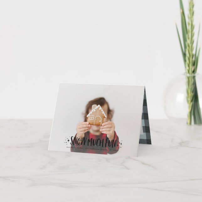 Snow much fun photo script text and tartan family (Devant)