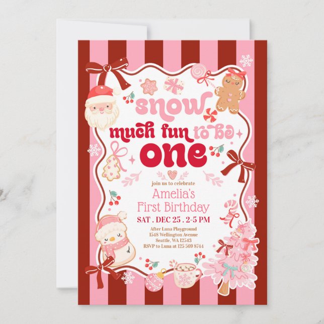Snow Much Fun to be ONE First Birthday Invitation (Devant)