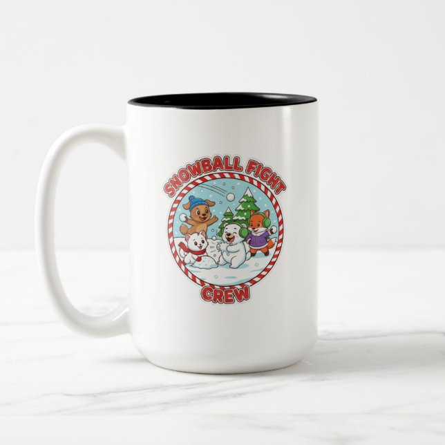  Snowball Fight Crew 15 oz Two-Tone Coffee Mug (Gauche)