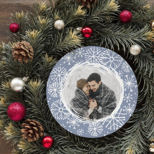 Snowball Round Carte photo de vacances | Ciel (Créateur téléchargé)