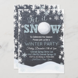 Snowball Snowflakes Invitation à la fête d'hiver