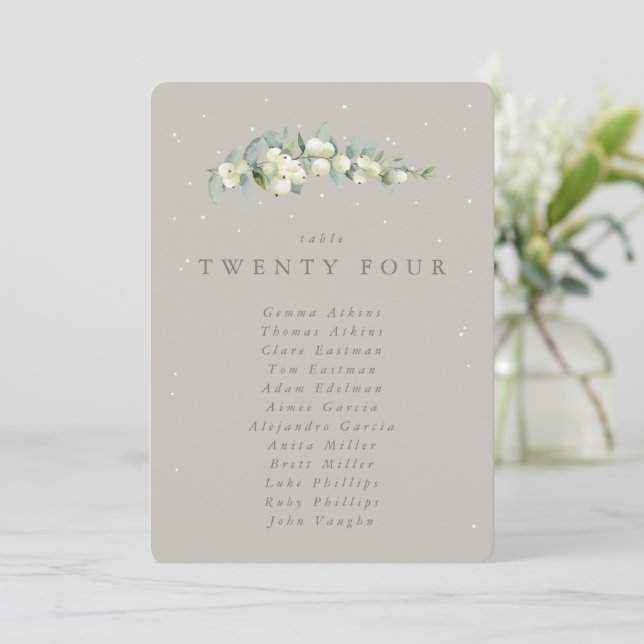 Snowberry+Eucalyptus Numéro de table Carte de sièg (Debout devant)