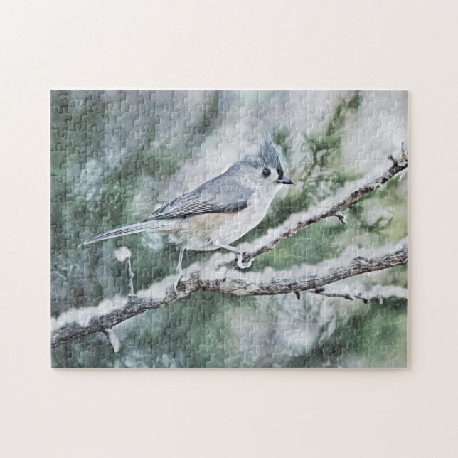 Snowbird Tufred Titsouris Oiseau Art Puzzle (Horizontal)