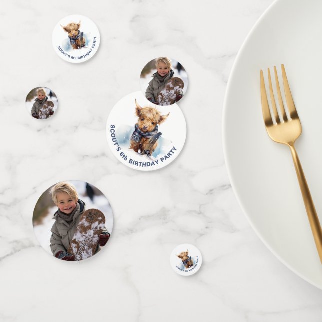 Snowboard personnalisé Highland Cow Confetti (Groupe)