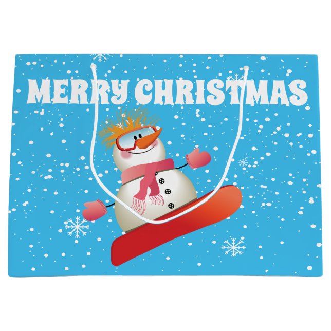 Snowboard Snowman Cadeau sac grand (Devant)