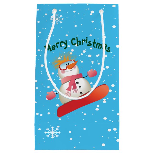 Snowboard Snowman Cadeau Sac Petit/Moyen (Devant)