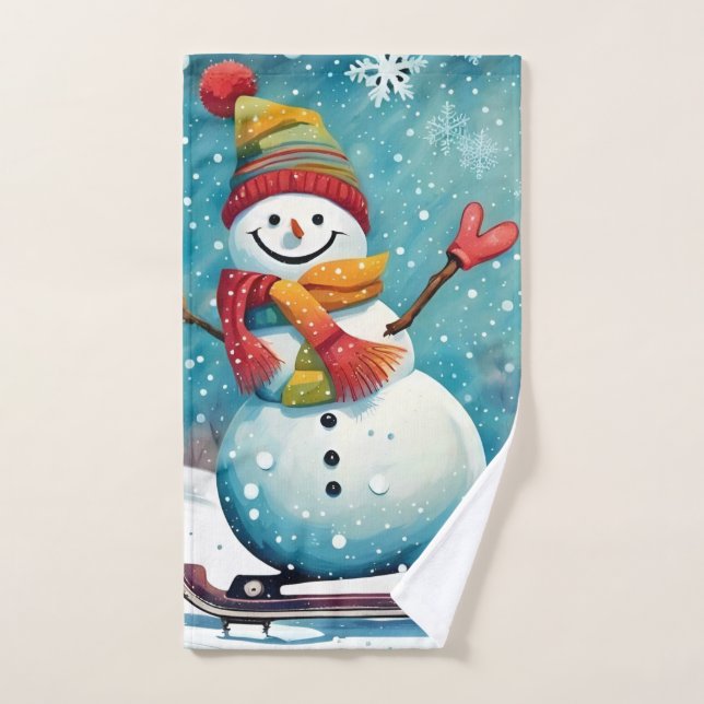 Snowboard Snowman serviette main (Serviette à main)