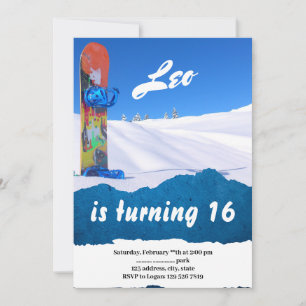 Snowboard Sports d'hiver Anniversaire Invitation