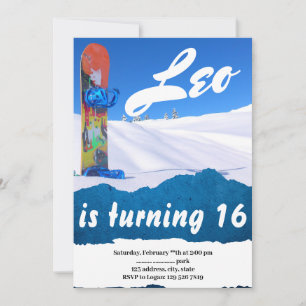 Snowboard Sports d'hiver Anniversaire Invitation