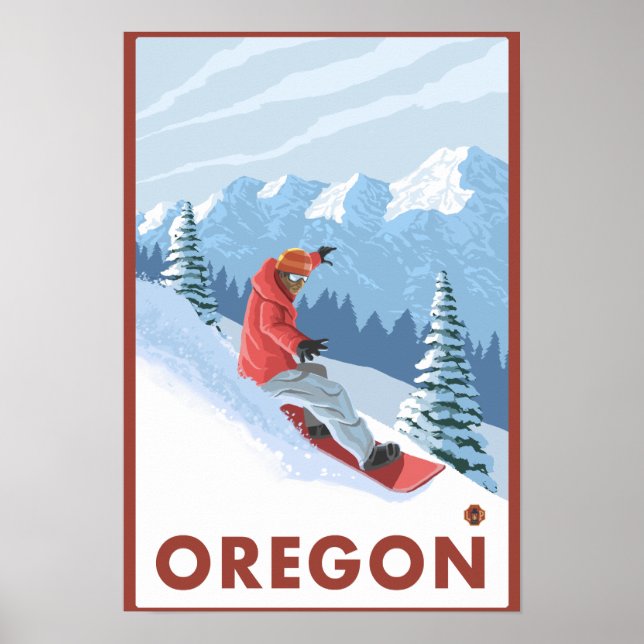 Snowboarder Scene- Vintage Travel Poster (Devant)