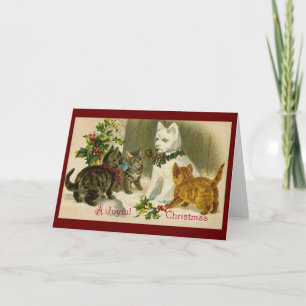 SNOWCAT chat neige VINTAGE CHRISTMAS carte