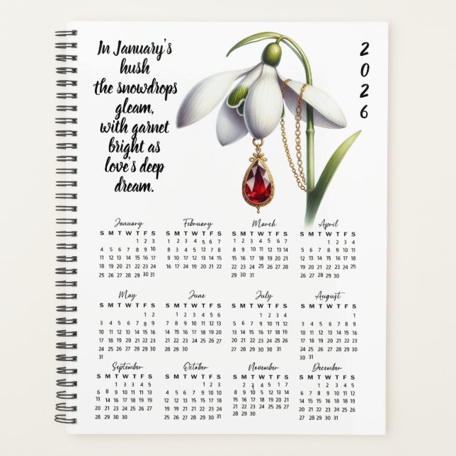 Snowdrop & Garnet Verset de janvier – Planificateu (Devant)