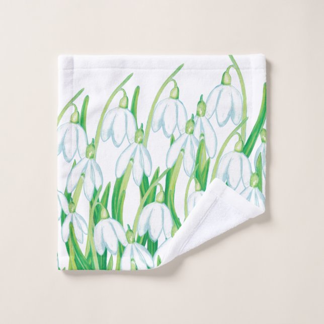 Snowdrops de printemps (Gant de toilette)