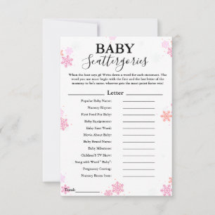 Snowflake baby scattergories jeu de baby shower