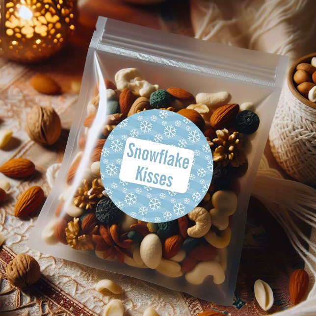 Snowflake baisers bleu hiver vacances autocollants (Snowflake kisses blue winter holiday stickers)