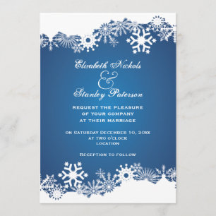 Snowflake bleu blanc hiver invitation de mariage
