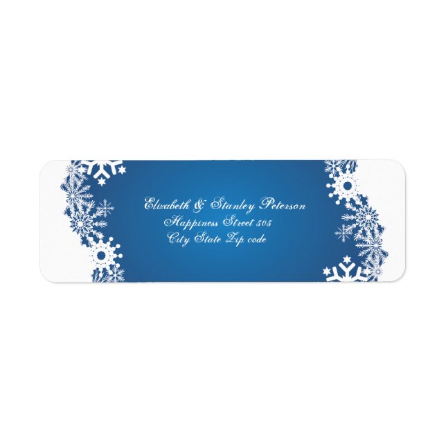 Snowflake bleu blanc mariage d'hiver étiquette (Devant)