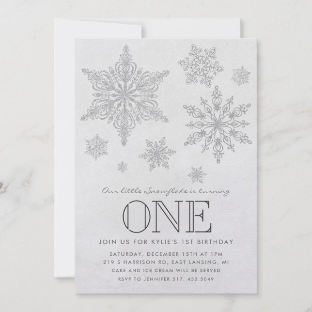 Snowflake hiver Anniversaire Fête Invitation (Devant)